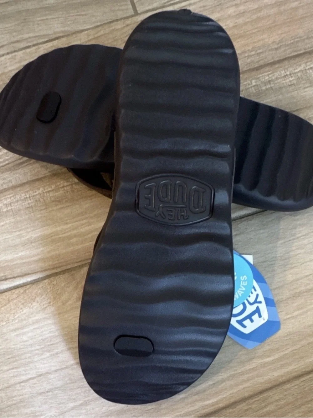 HEYDUDE Myers Flip Classic Comfort Flip Flop Sandals Brown/Black Logo Men 11